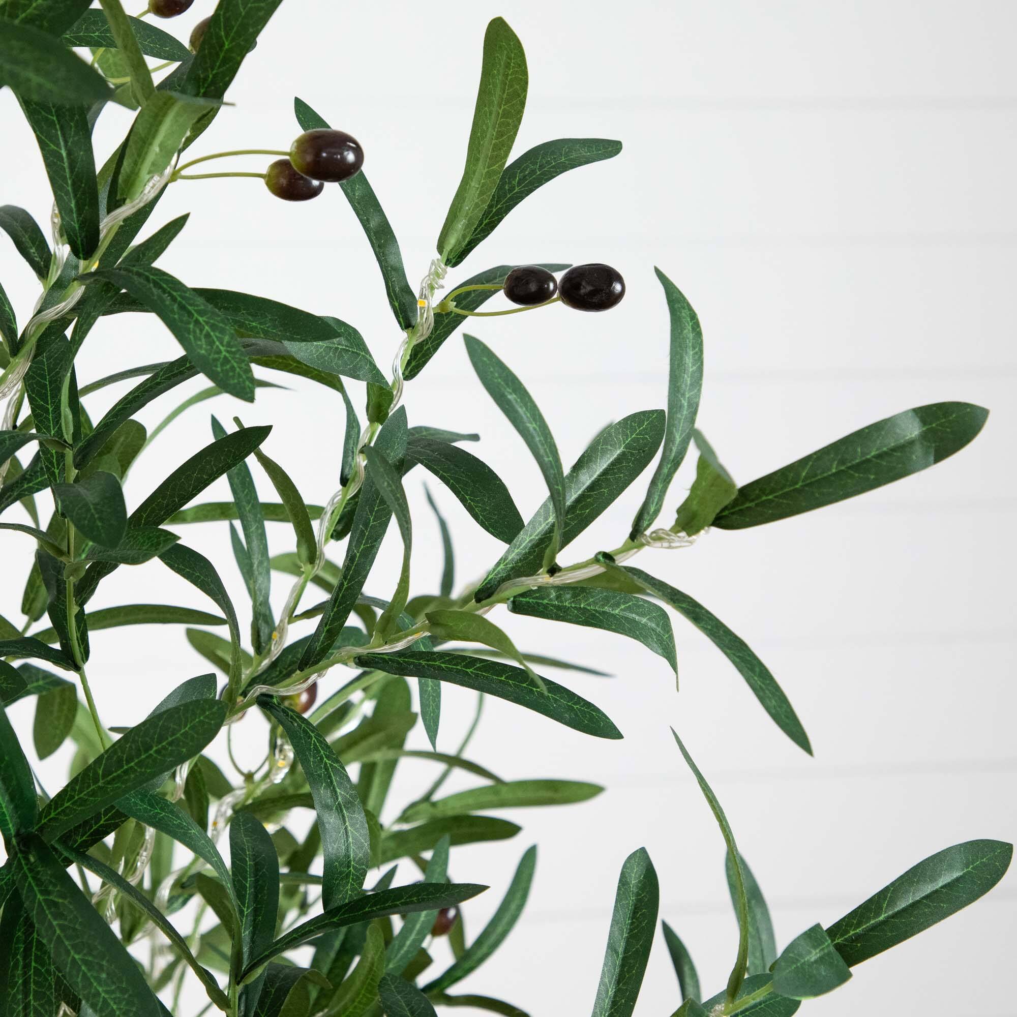 6ft. Potted Pre-Lit Artificial Olive Tree with Warm White LED Lights
